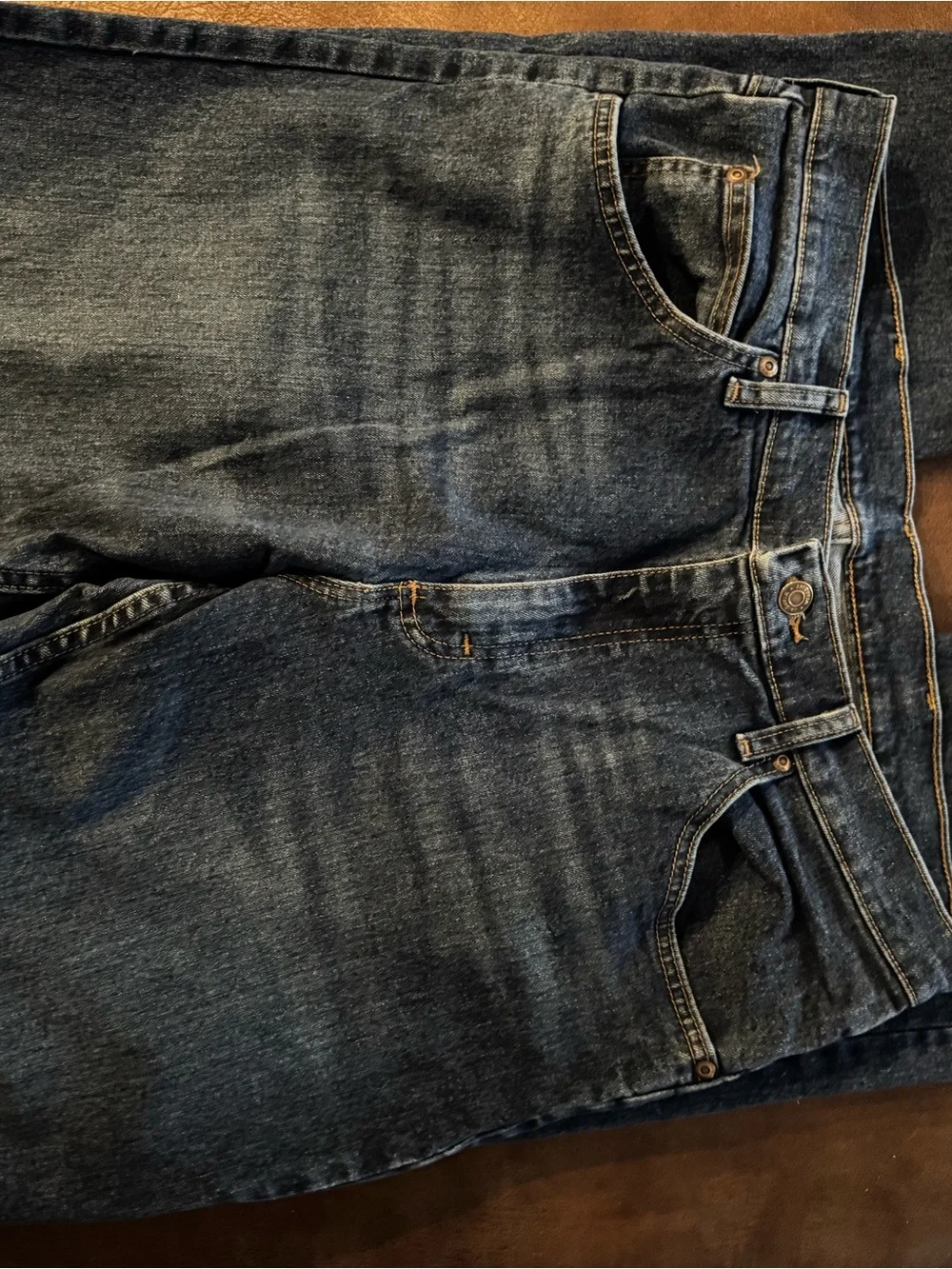 Wrangler Men's Relaxed Fit Dark Blue Denim Jeans 34 x 32 Like New!